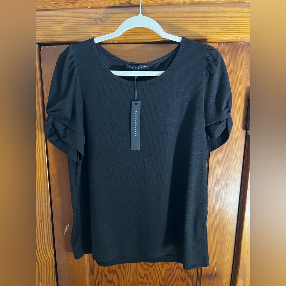 NWT: Women's Black Puff-Sleeve Top
